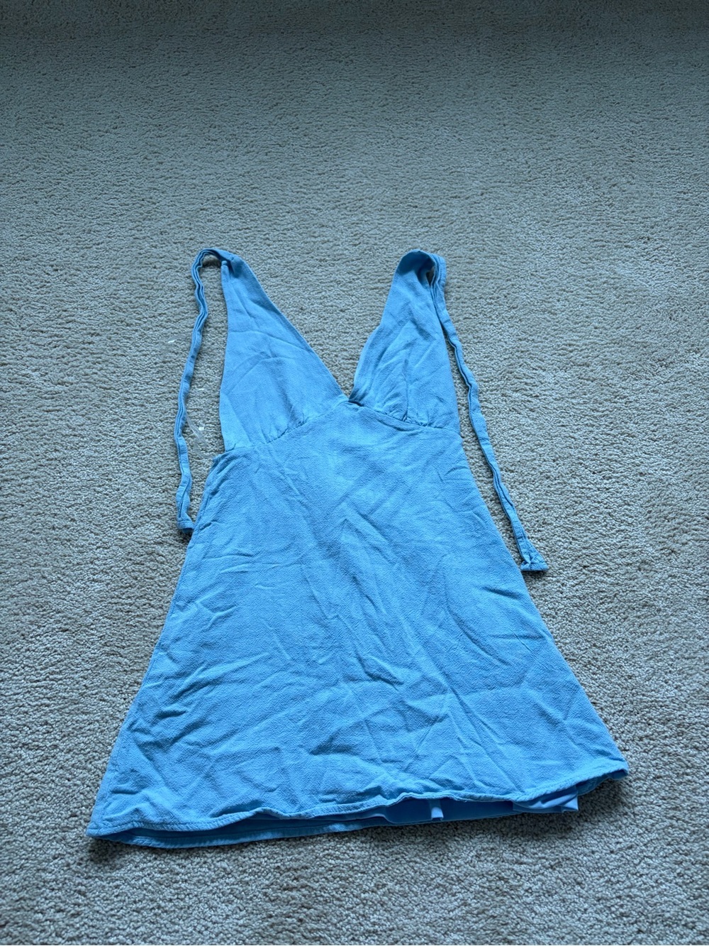La Hearts Basic Halter Mini Dress In Light Blue